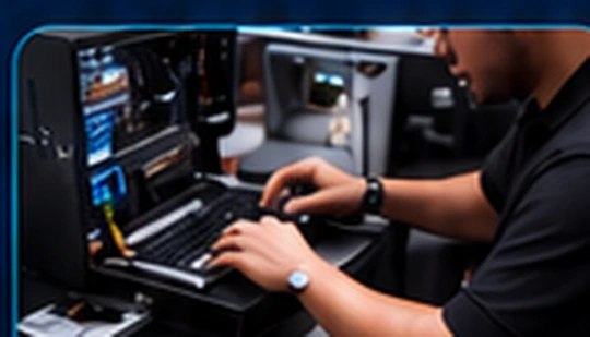 Técnico realizando manutenção de computadores